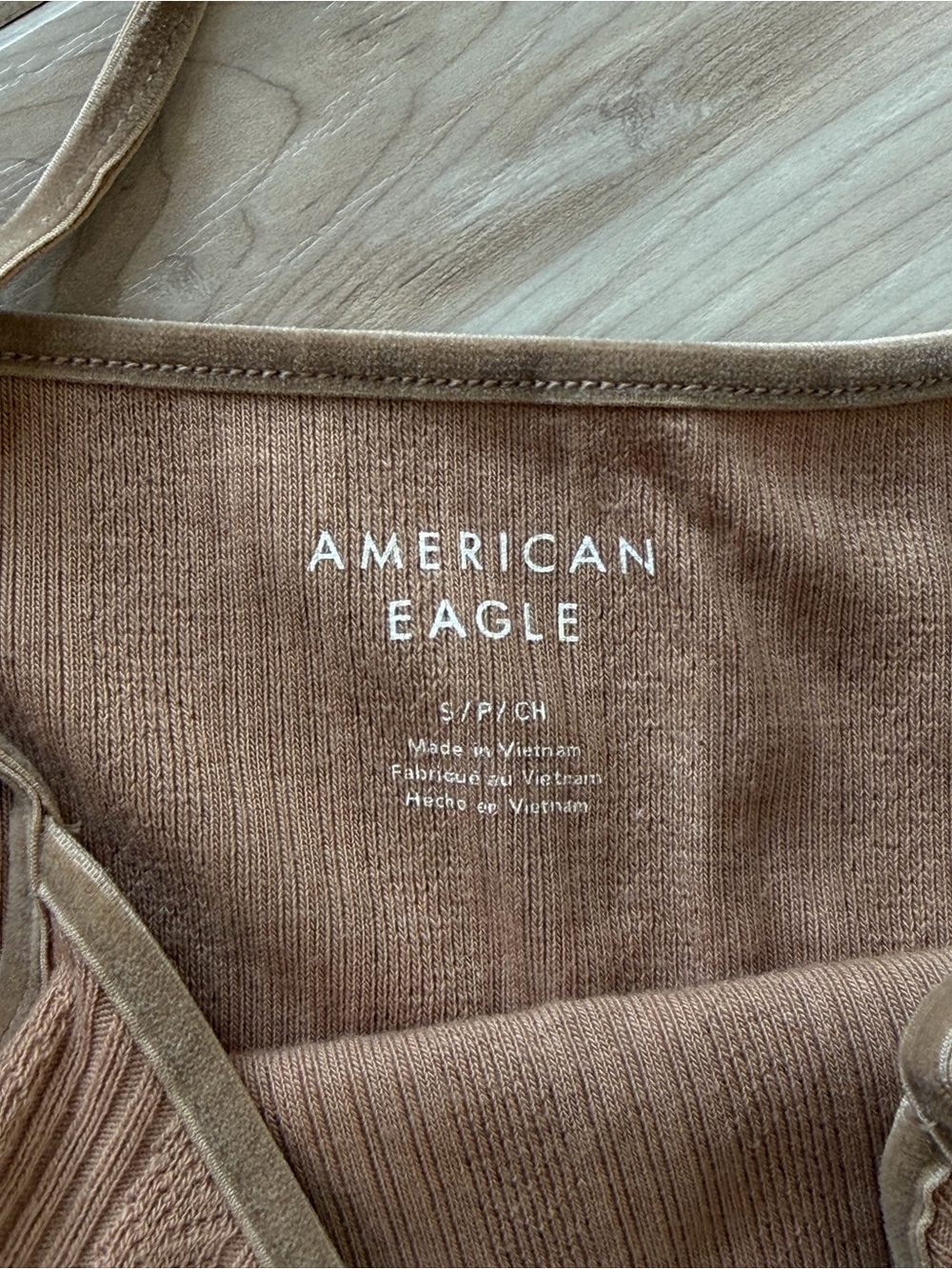 American Eagle Ribbed Spaghetti Strap tanks  - Gray & Brown - Picture 3 of 3